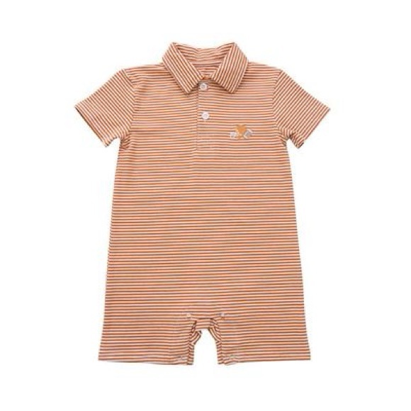 Itsy Bitsy Other - Itsy Bitsy Football Polo Romper in Texas Burnt Orange, size 18 mo